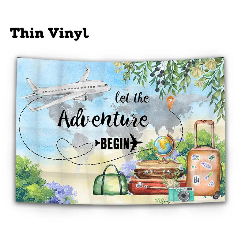 Avezano Photography Background Adventure Travel World Suitcase Airplane Birthday Party Backdrop For Photo Studio Photocall Props