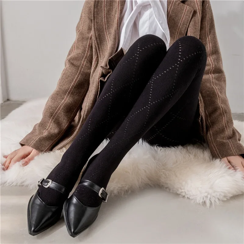 Leggings skinny évidés pour femmes, collants taille haute, bas féminins super élastiques, tricots chauds, mode sexy, monochromatique, printemps