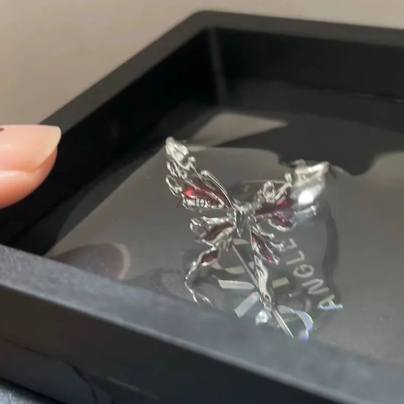 Punk Hiphop Red Drop Glaze Ring voor Vrouwen Partij Sieraden Mannen Trendy Gothic Vlinder Vinger Ring Party Sieraden Gift