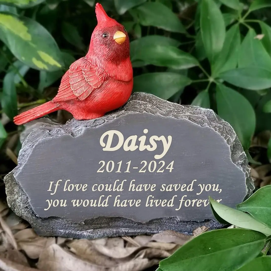 Personalized Pet Memorial Stone, Custom Dog Memorial Stone, Cat Memorial Stone by Waterproof Resin, Dog Loss Gift (Cardinal A)