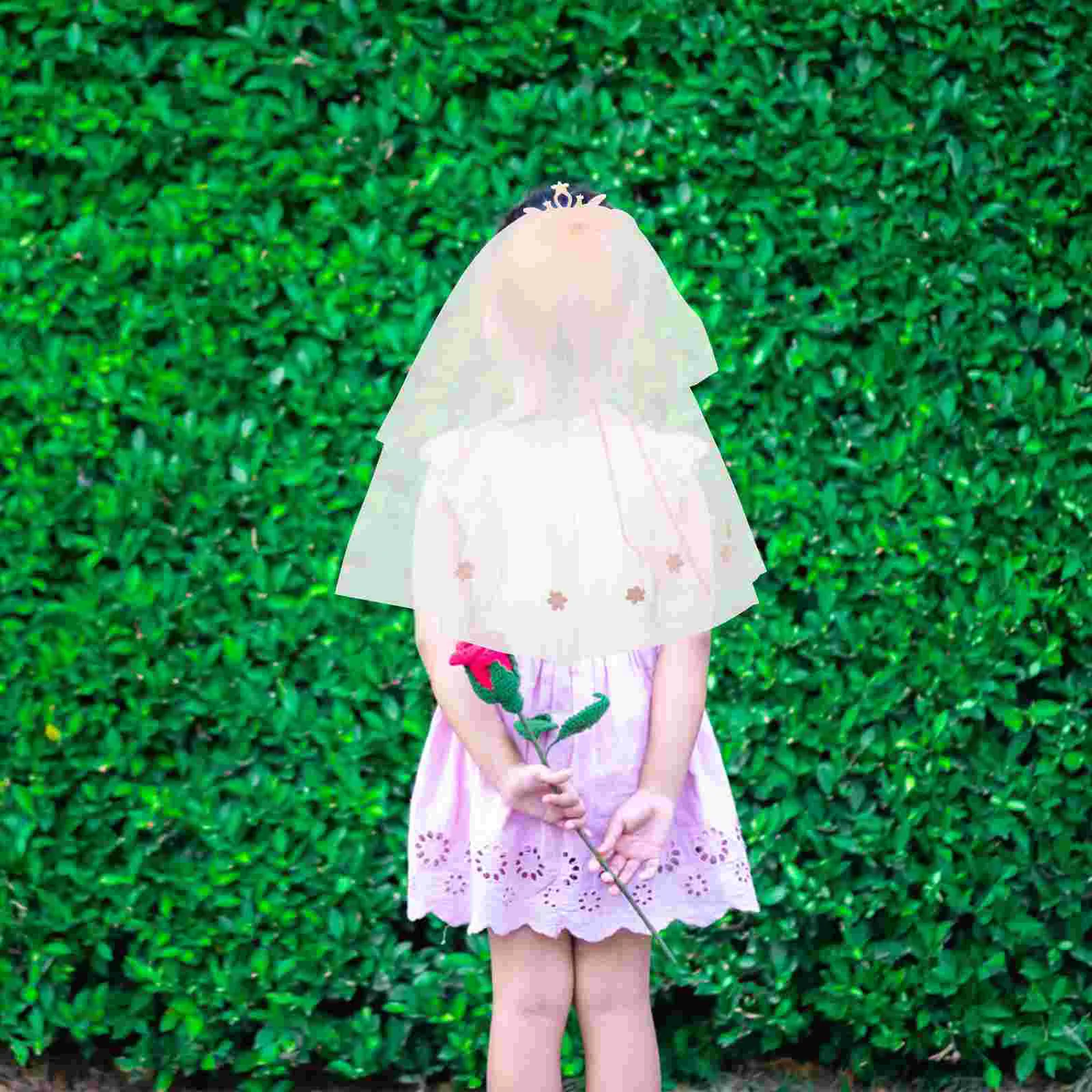 Diadema para niña, diademas para niña, cintas para el pelo, velo de corona, flor rosa para niños para fotografía