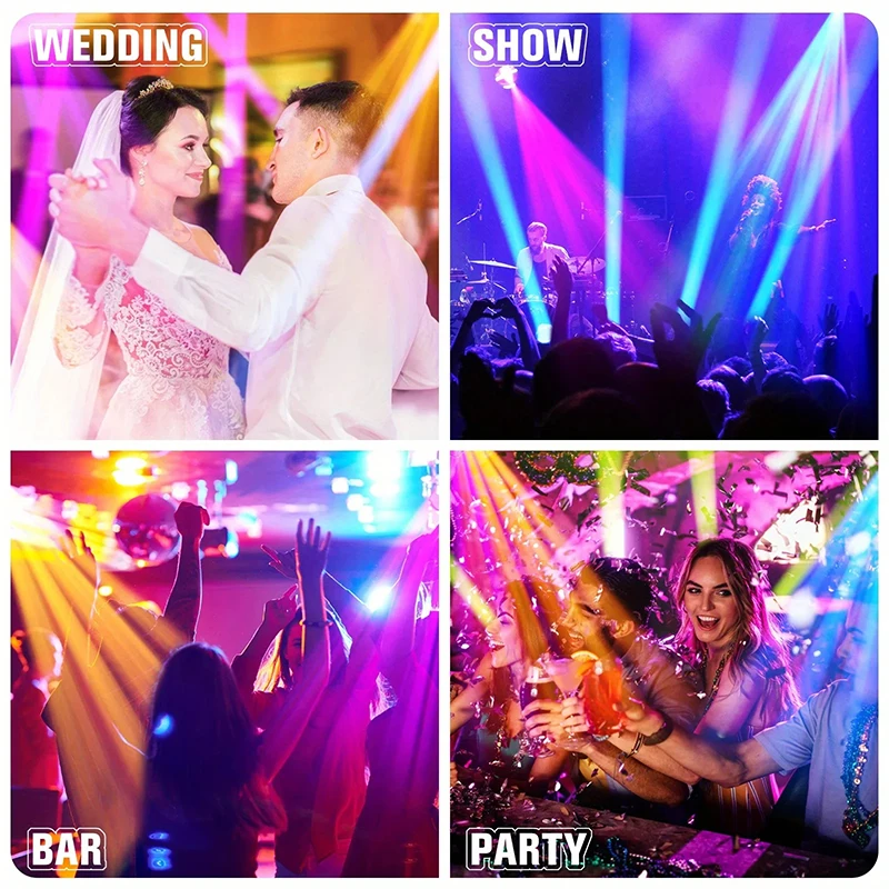 Mini 2 Arm Rotating Moving Head Lights LED DJ Disco Strobe Beam Stage Effect RGBW DMX Sound Control Audience Show Stage Lighting