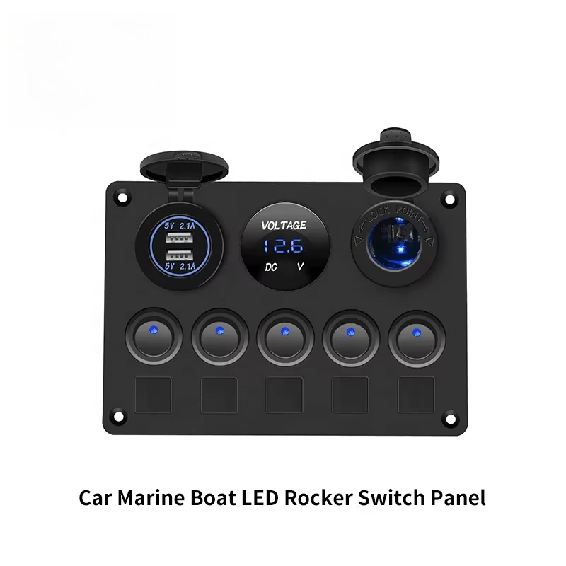 حقيقي التحكم البحري الرقمية مقاوم للماء 5 عصابة نظام الروك لوحة مفاتيح السيارة مقاوم للماء قارب RV لوحة التبديل