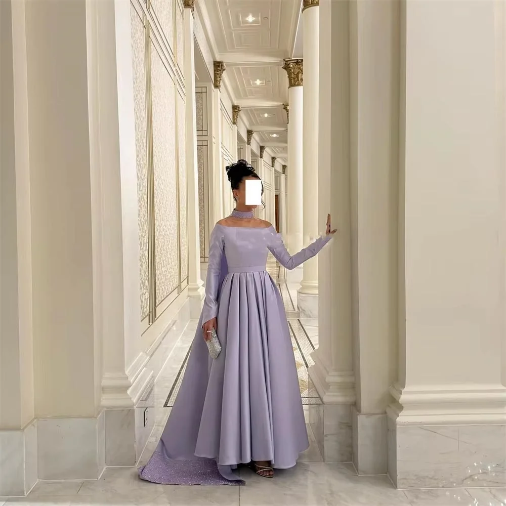 Abiti da sera eleganti a maniche lunghe più venduti Abito da ballo con volant affascinante Abito da festa con cerniera squisita فسات БmaveraPersonalizzato