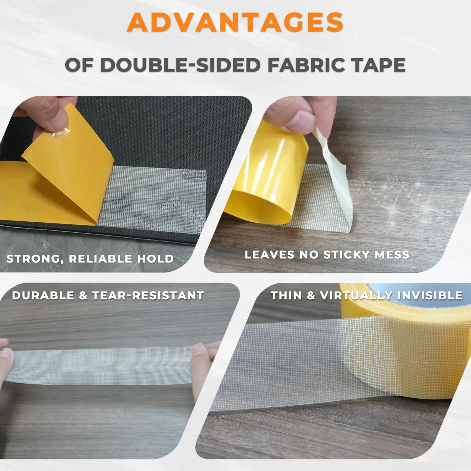 Carpet & Wall Mounting Tape, Strong Grip, Low Profile. 10cm, Double Sided, Easy to Apply
