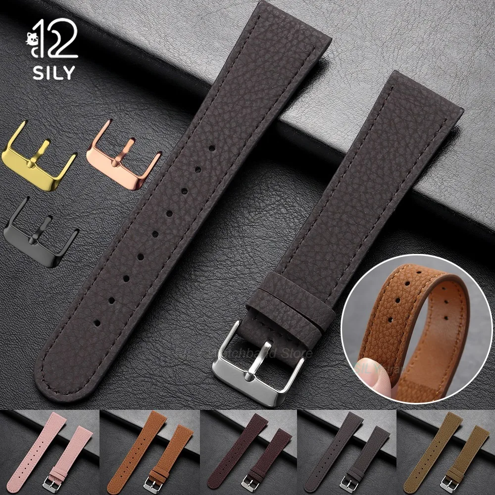 22mm Cowhide Leather Watch Bands for Seiko for Omega Metal Pin Buckle Watch Strap Retro Universal Men Women Bracelet Accessories