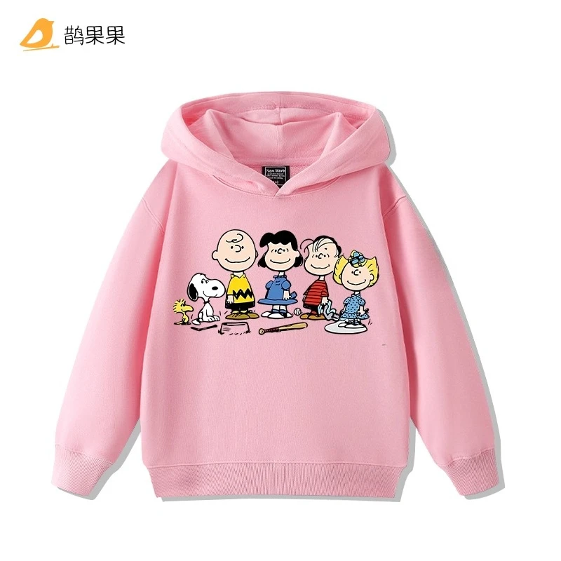 العصرية الكرتون سنوبي الطباعة الأطفال طويلة الأكمام الدافئة قمم الخريف والشتاء عارضة مريحة الفتيان والفتيات الصوف هوديي #5