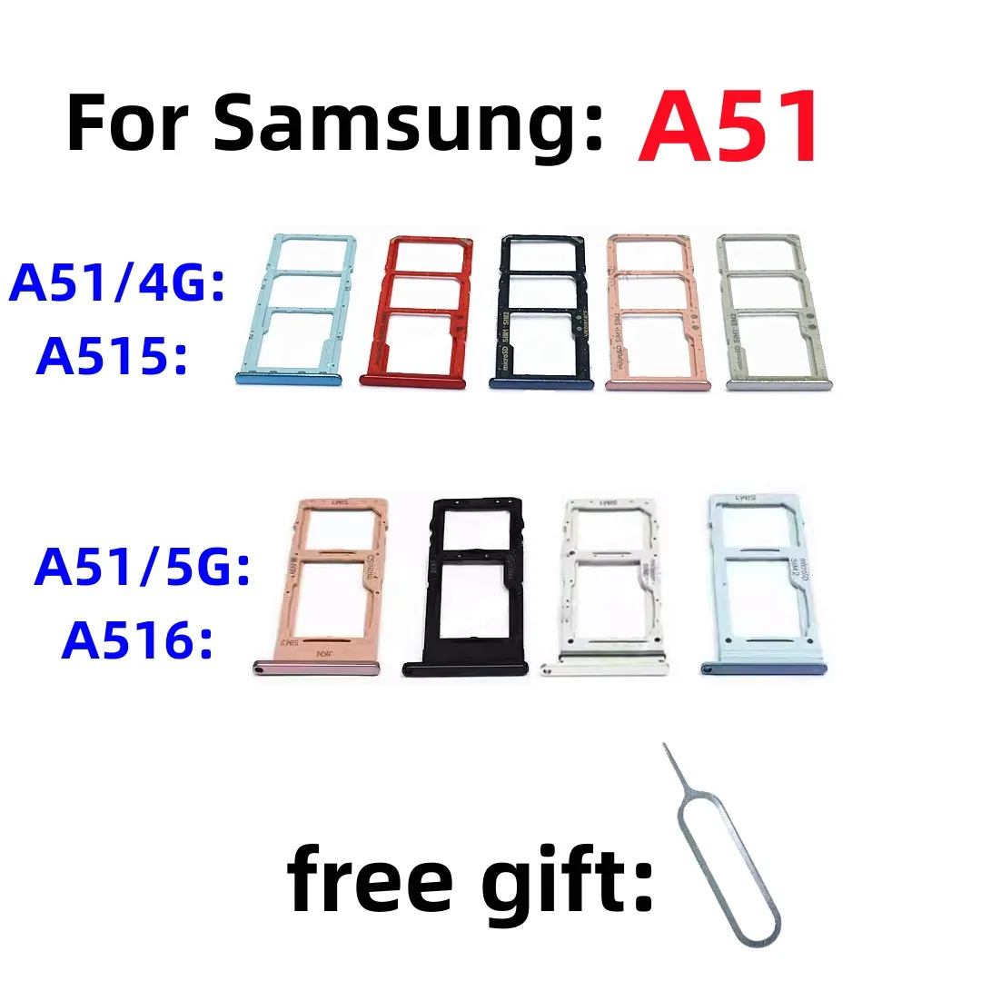 

SIM Card SD Card Tray chip slot drawer card Holder For Samsung Galaxy A51 4G/5G SM-A515F/N A5160 A516B/U/N drawer chip card tray