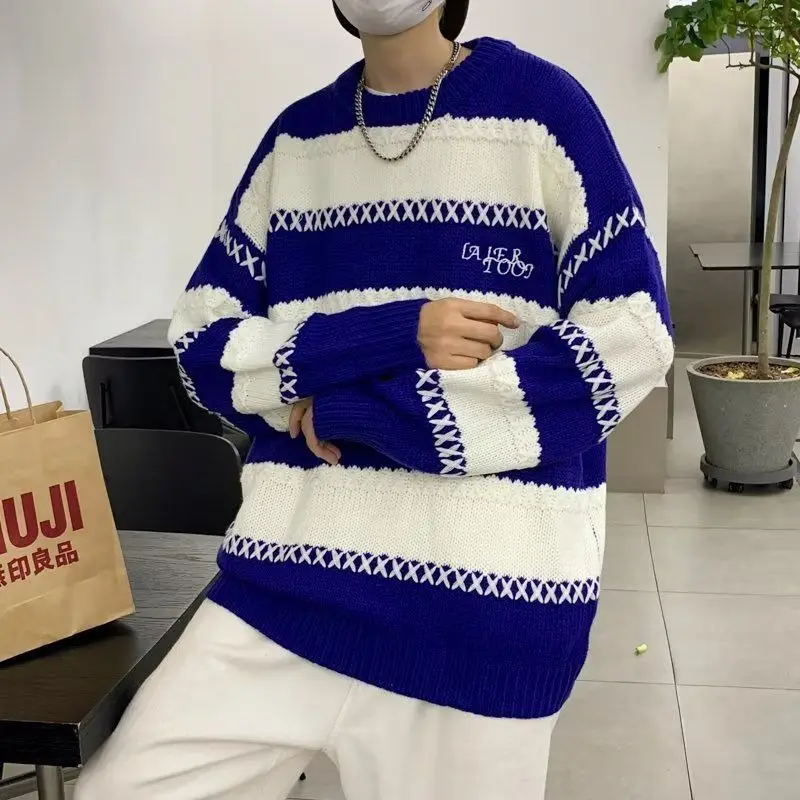 

Y2k Vintage Sweater Men 2023 Winter Simple Loose Knitted Sweater Japanese Harajuku Hip Hop Streetwear Women Knitwear Pullovers