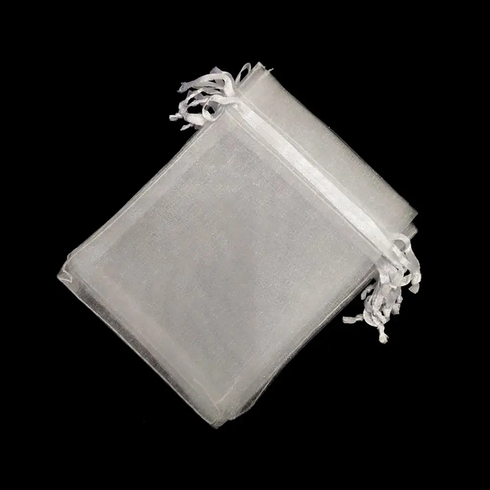 25/50PCS Wedding Christmas Favor Jewelry Packing Gift Bags White Pouches Organza Gauze Sachet Drawstring Pocket