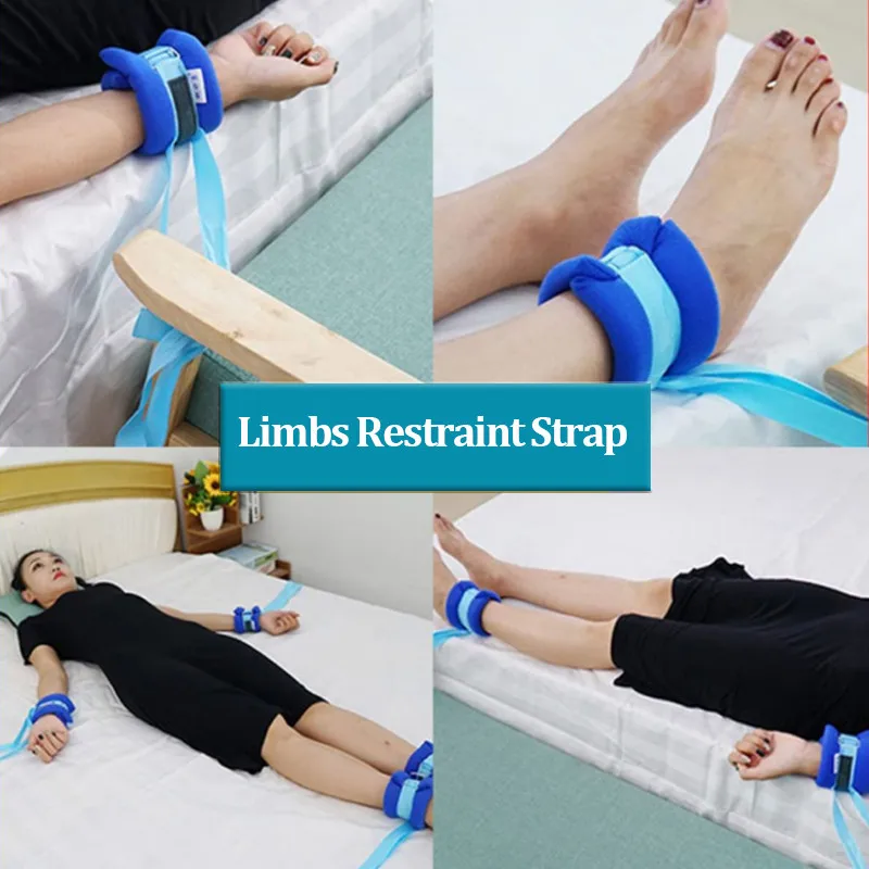 Medical Limb Restraint สายคล้อง Bedridden ผู้ป่วยข้อมือข้อเท้าเข็มขัด Stretcher Fixation เข็มขัด Rehabilitation Binding เข็มขัด