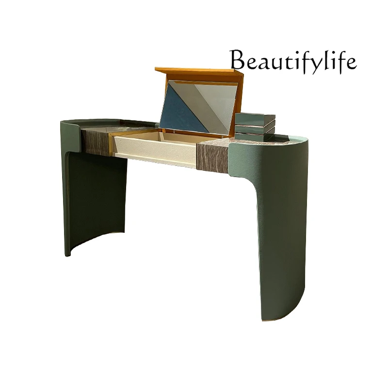 

Light Luxury Dresser Solid Wood Simplicity Bedroom High-Grade Stone Plate Makeup Table Dresser Integrated Table