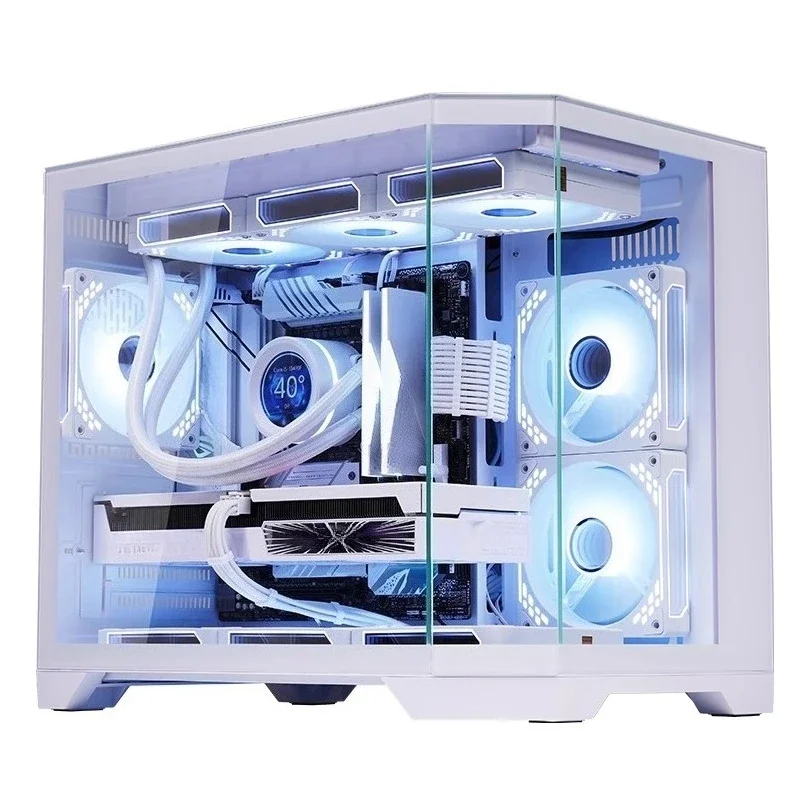 Exquisite white computer case, desktop motherboard, fish tank, sea view room, 360 degree water cooling