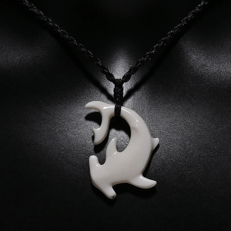 GX136 New Zealand Maori Primitive tribal totem Amulet Pendant Hammerhead shark yak bone Necklace Handmade Pendant jewelry