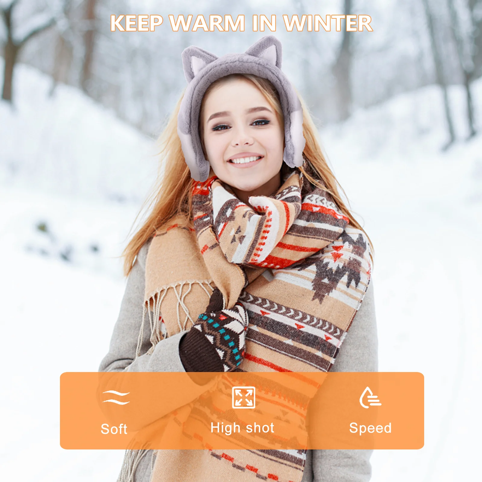 

2Pcs Adorable Cat Ear Muffs High Quality Warm Cover for Ears Ideal Gift for Children Girls Boys Winter Season Use