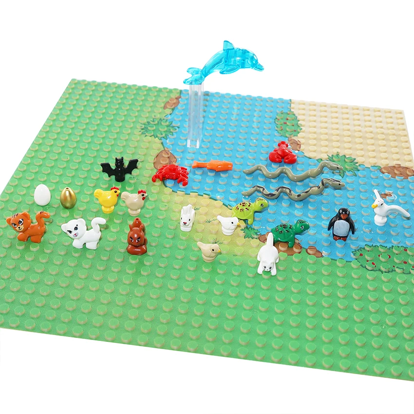 MOC Animals Building Blocks Cock Cat Squirrel Turtle Bird Seagull Penguin Rabbit Fish Eggs Figures City Farm Classic Bricks Toys