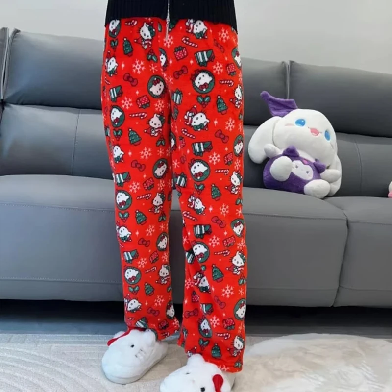 

Sanrio Cartoon Hello Kitty Christmas Pants Pajama Cute Soft Long Bottoms Women Pjs Pj Jammies Gift Warm Home Clothes