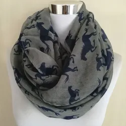 fashion animal print ring scarf for women hot sale hedgehog loop scarf horse infinity scarf circle neckerchief