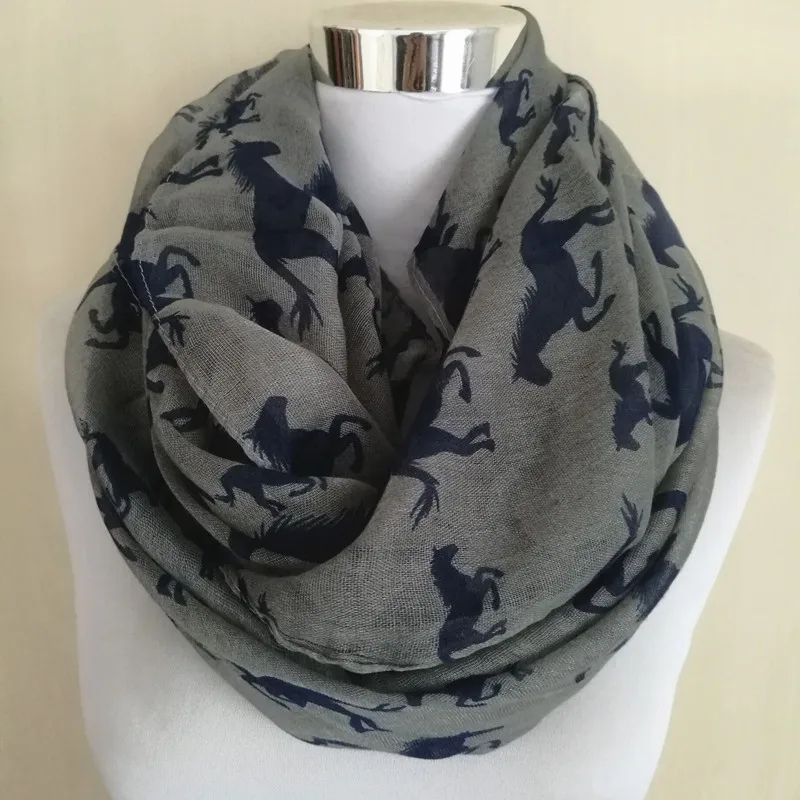 fashion animal print ring scarf for women hot sale hedgehog loop scarf horse infinity scarf circle neckerchief