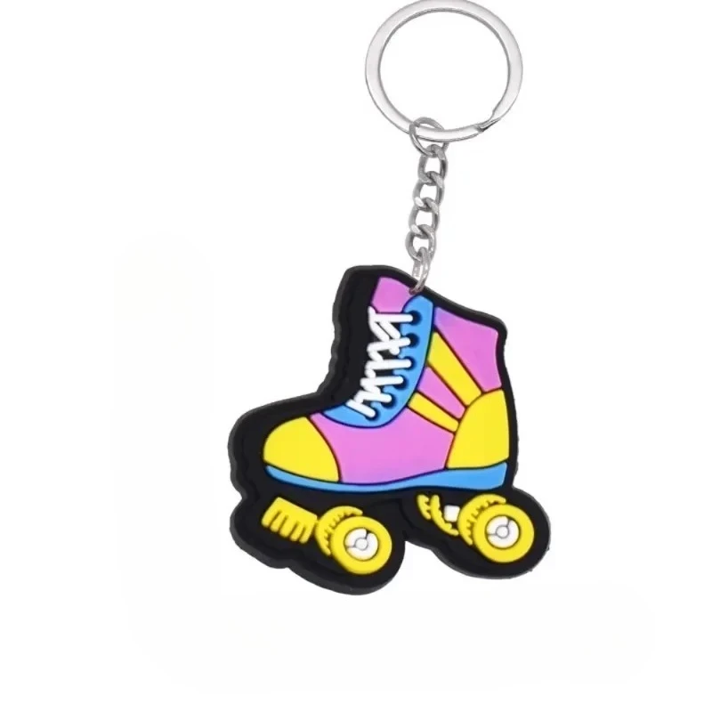PVC Soft Keychain with Colorful Bright Interesting Fashionable and Creative Ice Skating Shoes Pendant Decoration Backpack