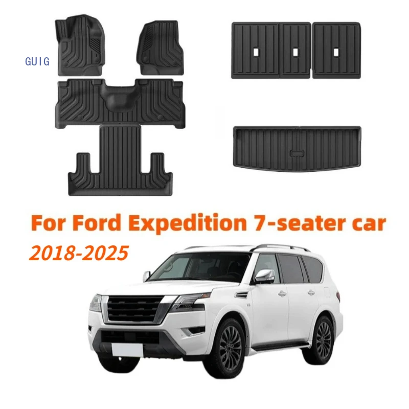 Tapis de sol et tapis de coffre TPE toutes saisons pour Ford Expedition Conqueror 2018-2024, 7 places, accessoires SUV