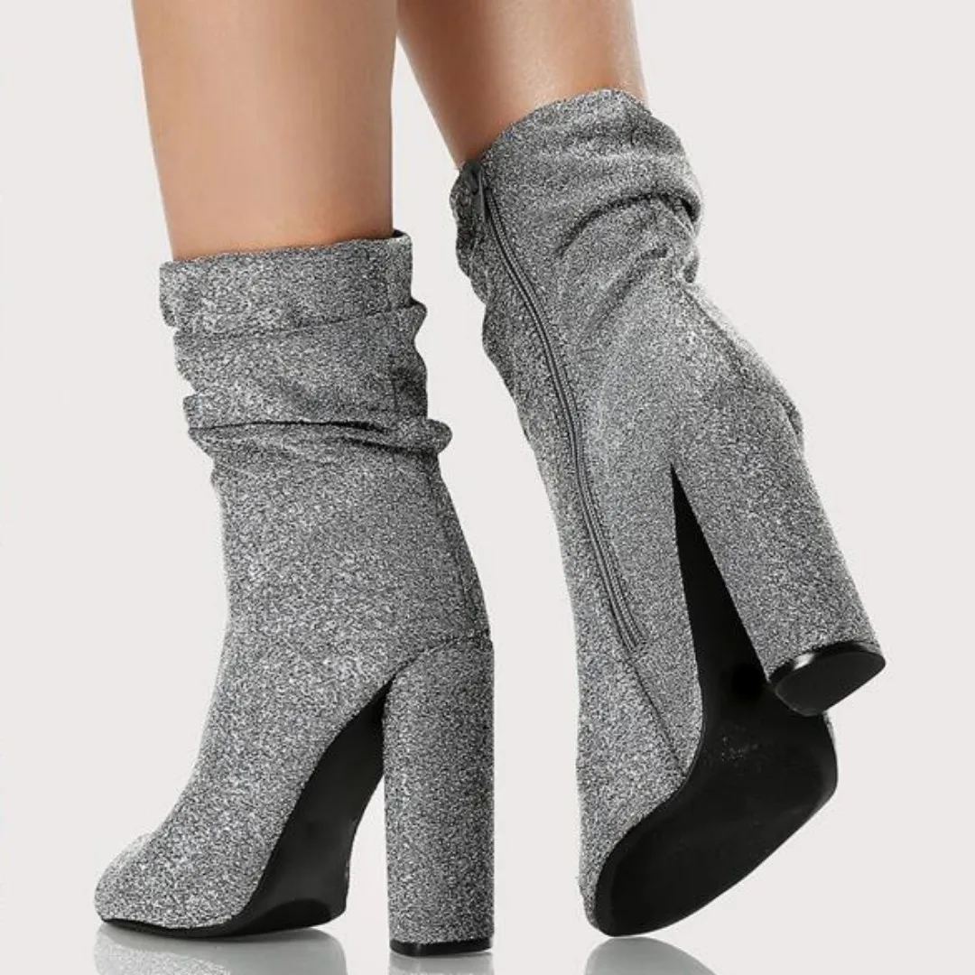 

shofoo shoes Fashion women's high heel boots. About 11 cm heel height. Ankle boots. High end pleated women's boots. Fashion show