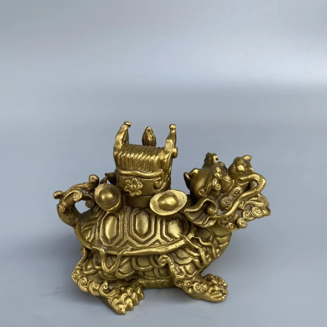 Pure Copper Dragon Tortoise Statue - Elegant Home Decor for Living Room and Entryway - Feng Shui Offering and Decorative Piece