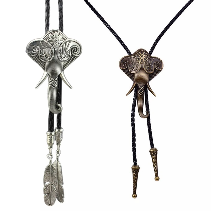 

Western Cowboy Bolo Tie Elephant Necktie Necklace Costume for Sweater American Bolo Tie Western Jewelry