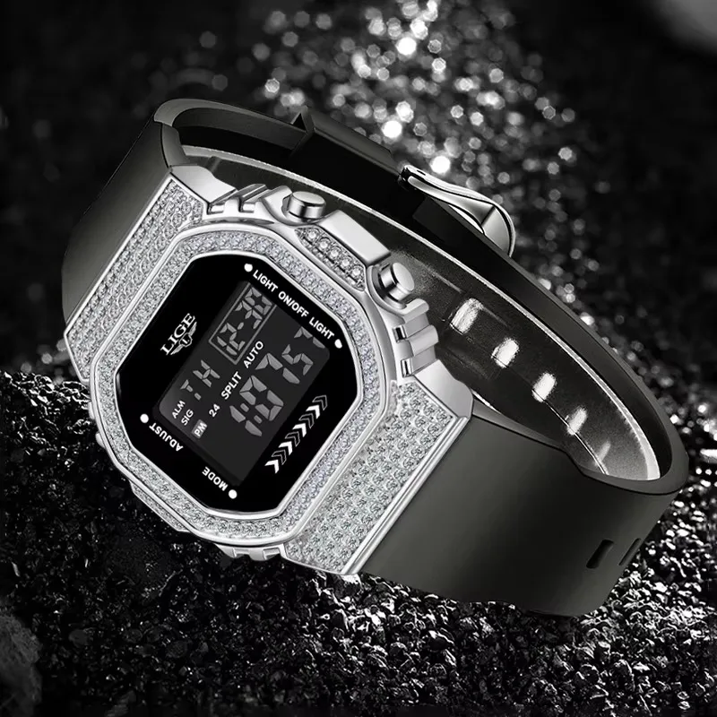 LIGE Спортивные электронные мужские часы на открытом воздухе, силиконовые модные повседневные часы, водонепроницаемые светящиеся будильники, цифровые мужские часы с автоматической датой