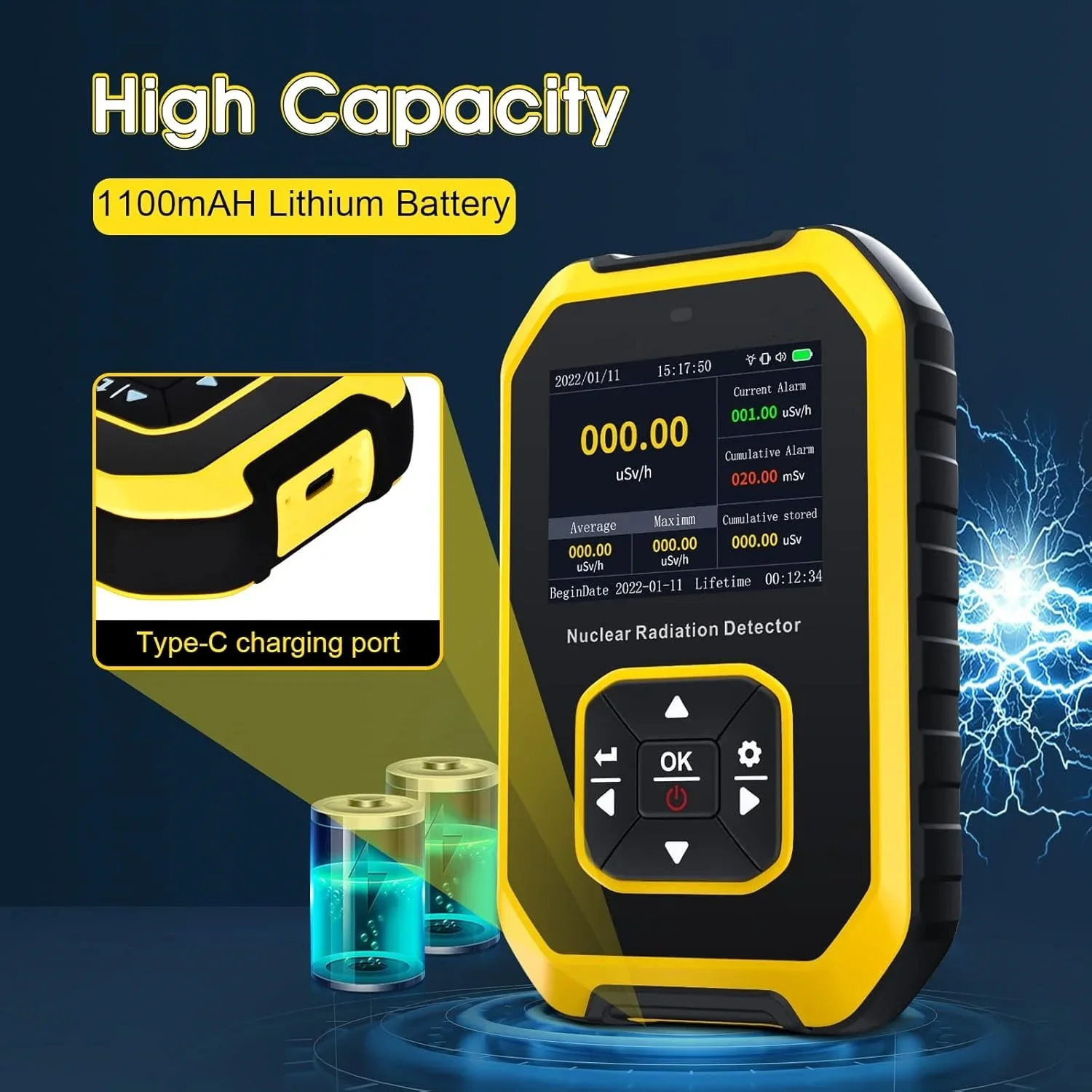 Portable Geiger Counter Nuclear Radiation Detector Personal Dosimeter X-ray γ-ray β-ray Radioactivity Tester Marble Detector image 3