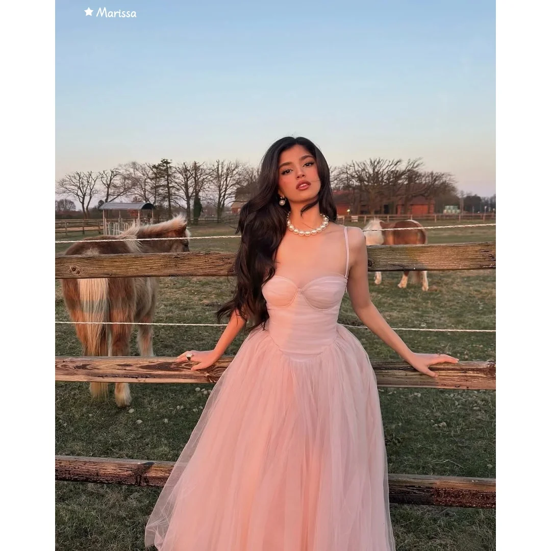 マリッサ恋人ピンクのイブニングドレス女性エレガントな女性のドレス結婚式のパーティードレスカスタムメイド A ラインチュール夜会服