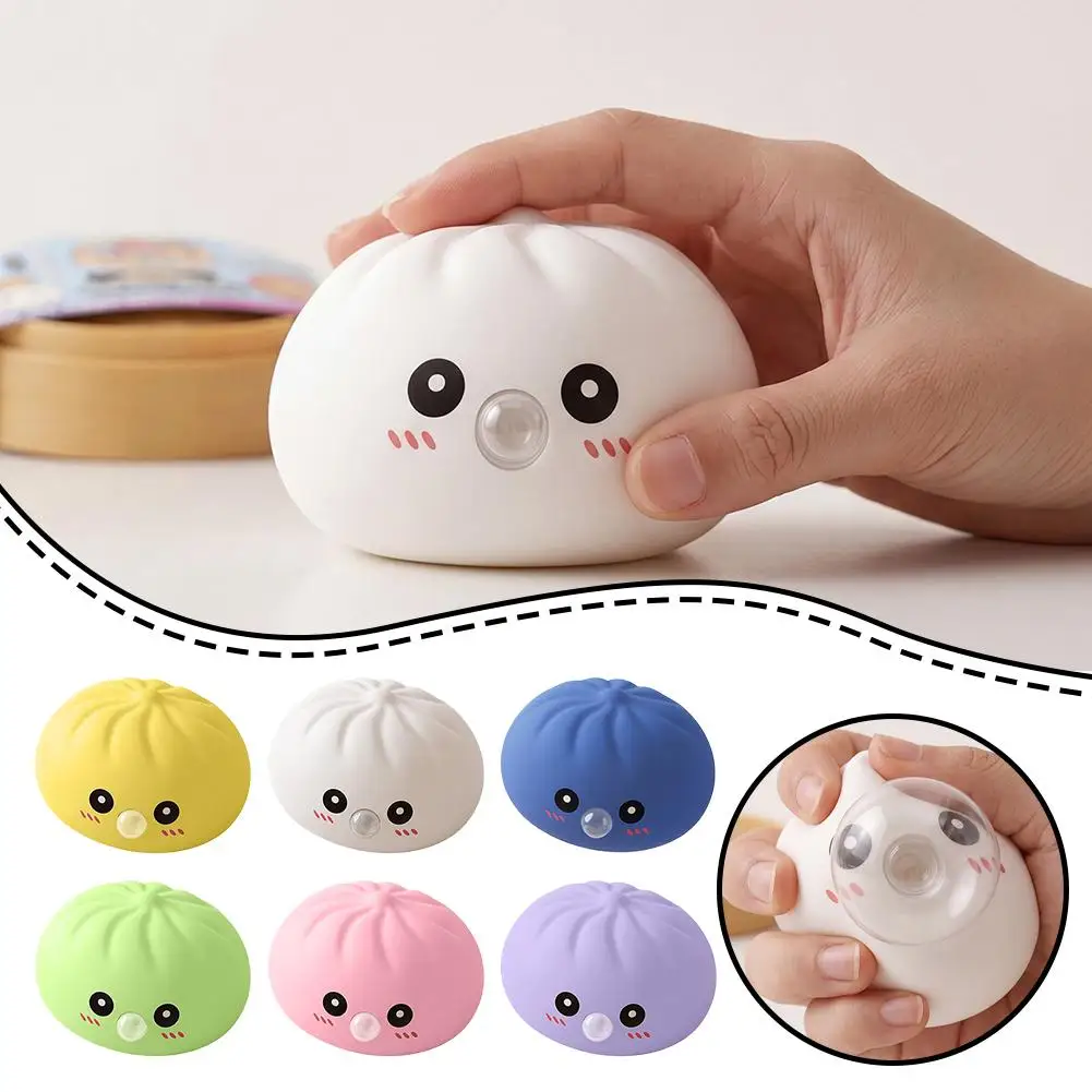 Dumpling Squishy Spielzeug, Blasenblasende Mystery Dumplings Squishy mit Dampfgarer-Box, Rosa Weiche Flexible Bao Bun Squishy zur Stresslinderung