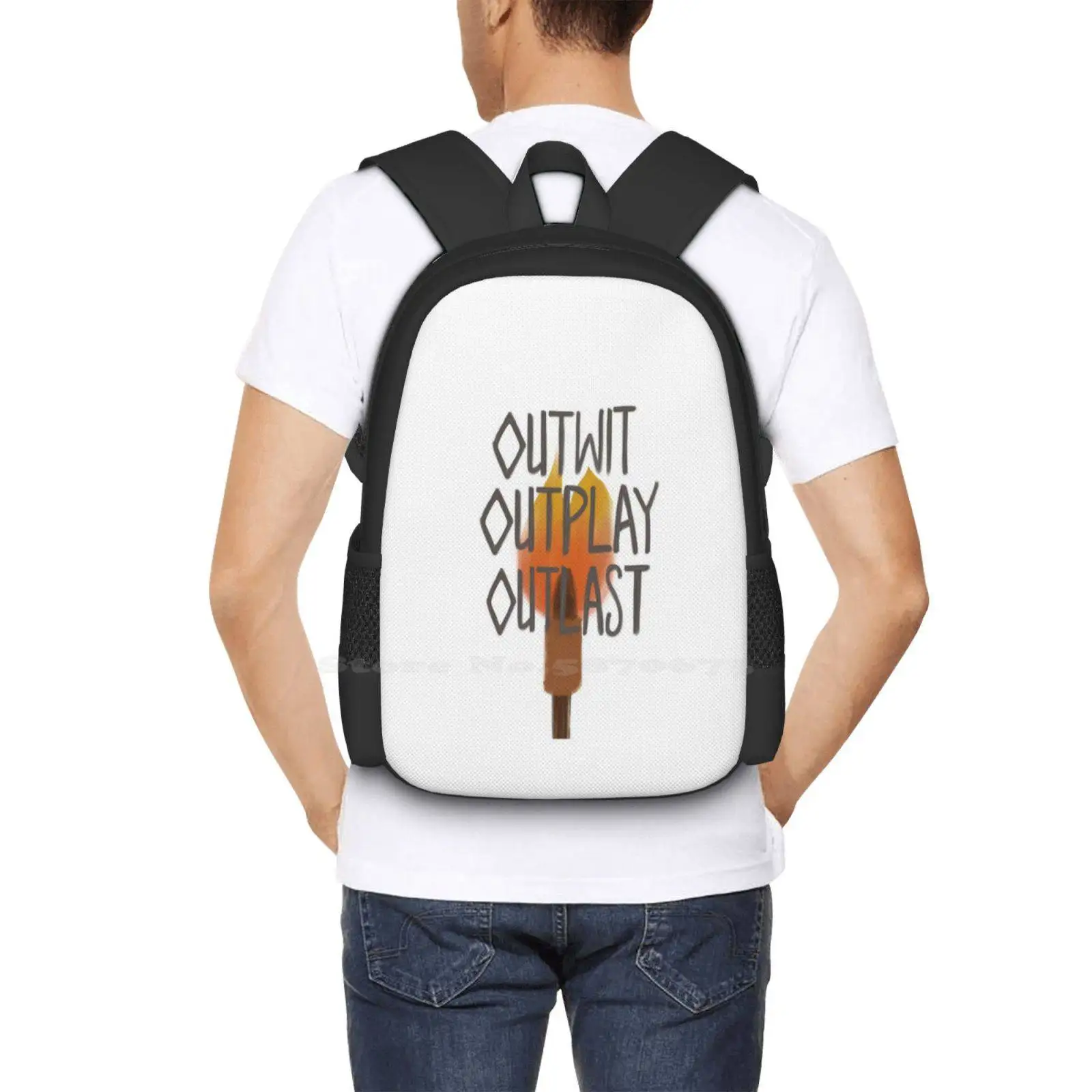 Outwit , Outplay , Outlast ( ) Sac à dos scolaire de grande capacité, sacs pour ordinateur portable bler Probst, Réalité TV, Cbs, Minimalisme