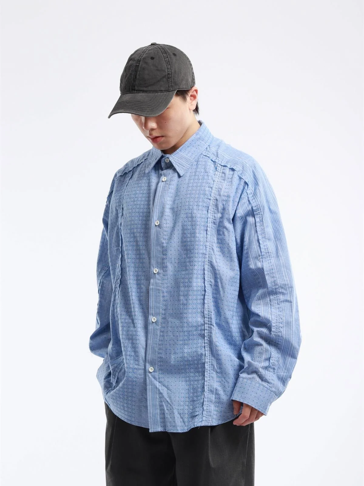 Loose Casual Stripe Pattern Men's Women's Patchwork Shirt Vintage Japanese Style Long Sleeve Cotton Open Cardigan Design