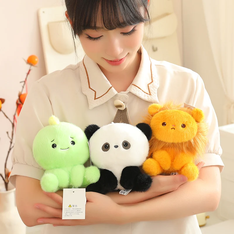 Mini Cartoon Leuke Axolotl Panda Dinosaurus Kleine Kitten Knuffel Desktop Ornam Leren Begeleiden Pop Zachte Knuffeldier Geschenken