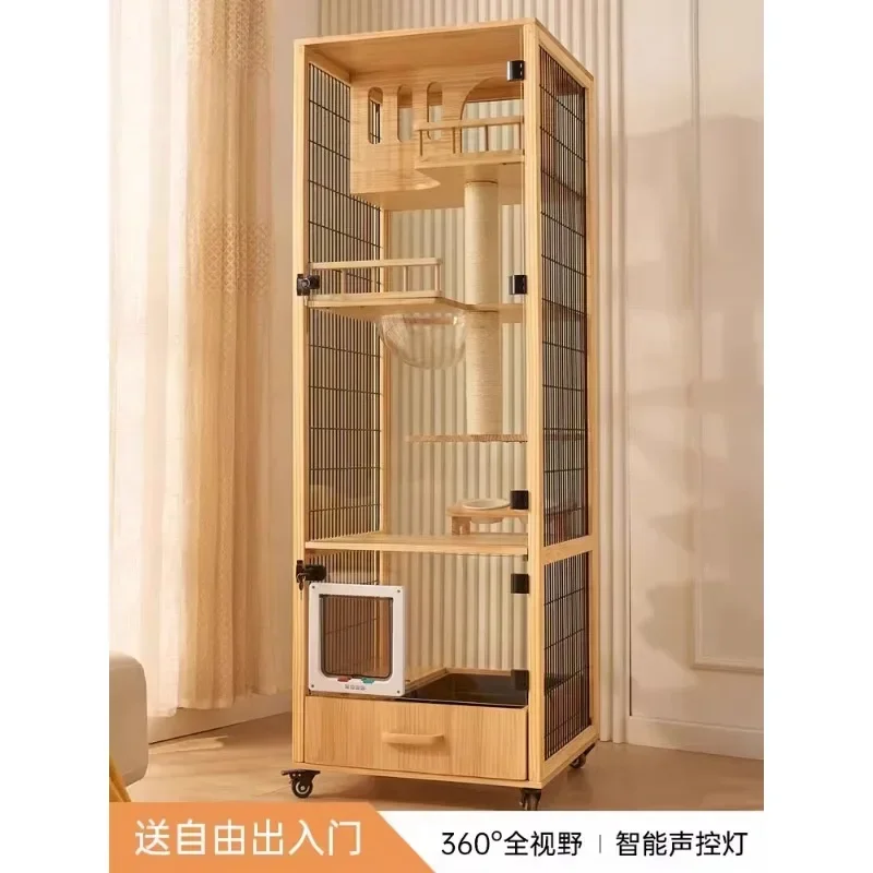 

-Кошачья вилла, маленькая квартира, бытовая клетка, кошачий домик, в помещении, не занимает клетку для кошек, из массива дерева