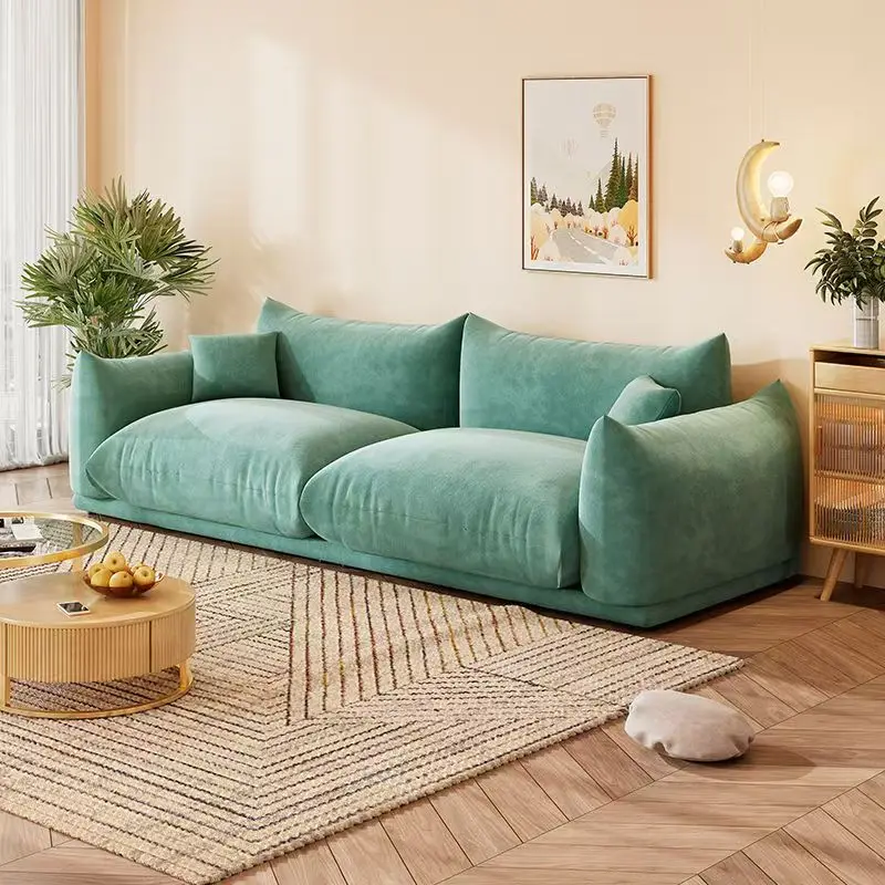 %￥Frosted Velvet Modern White Sofa Living Rectangle Shape Modular Sectional Fabric Velvet Cloud Convertible 3 4 5 Seater Sofa