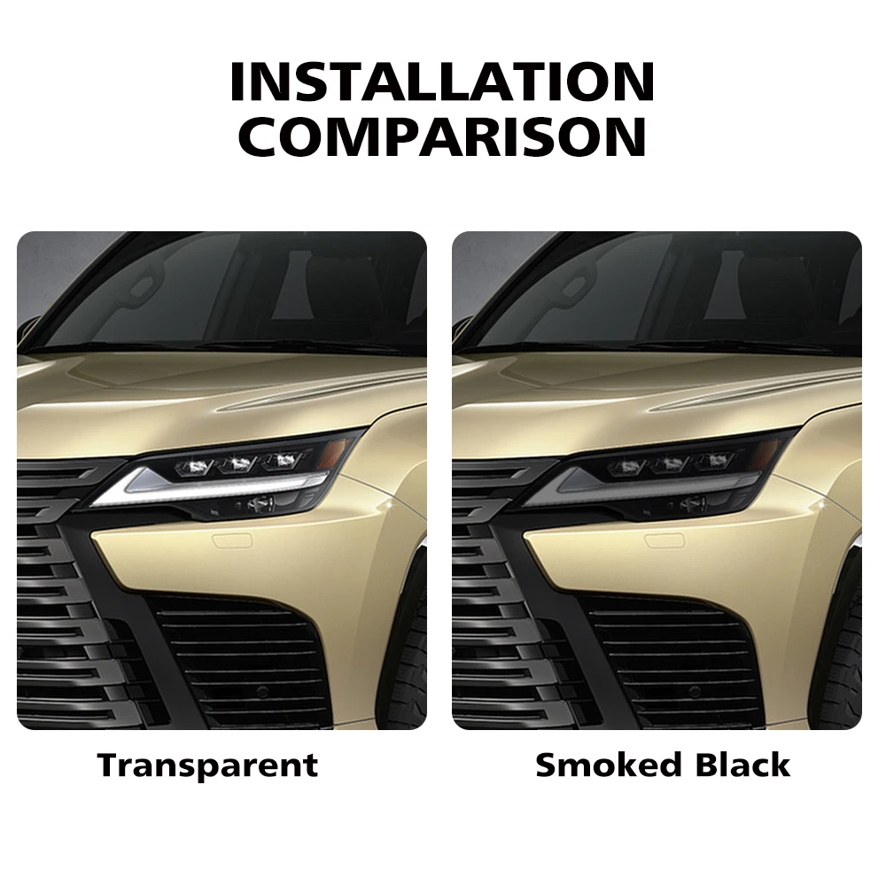 Anti-Scratch TPU Car Headlight Cover for Lexus LX 2008-2026 High Gloss Smoke Black Pre-Cut Vinyl Wrap Protection Film Kit - view 4
