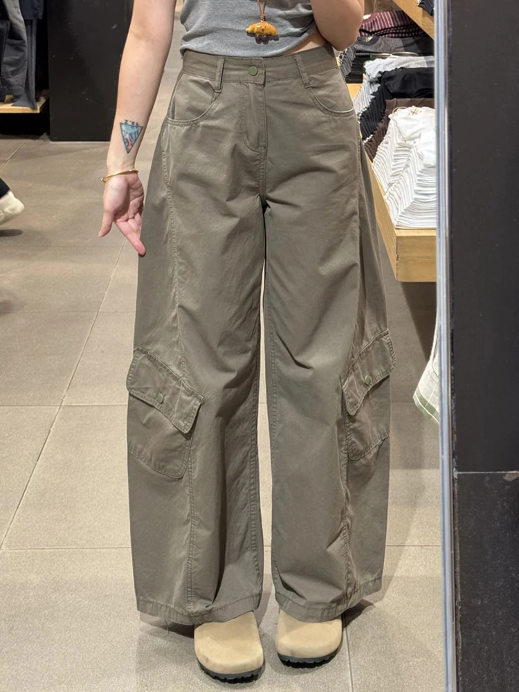 

American Retro Workwear Flared Boots Women Autumn Long Straight Legs Trousers High Waist Straight Fit Pant Plus Size Casual Pant