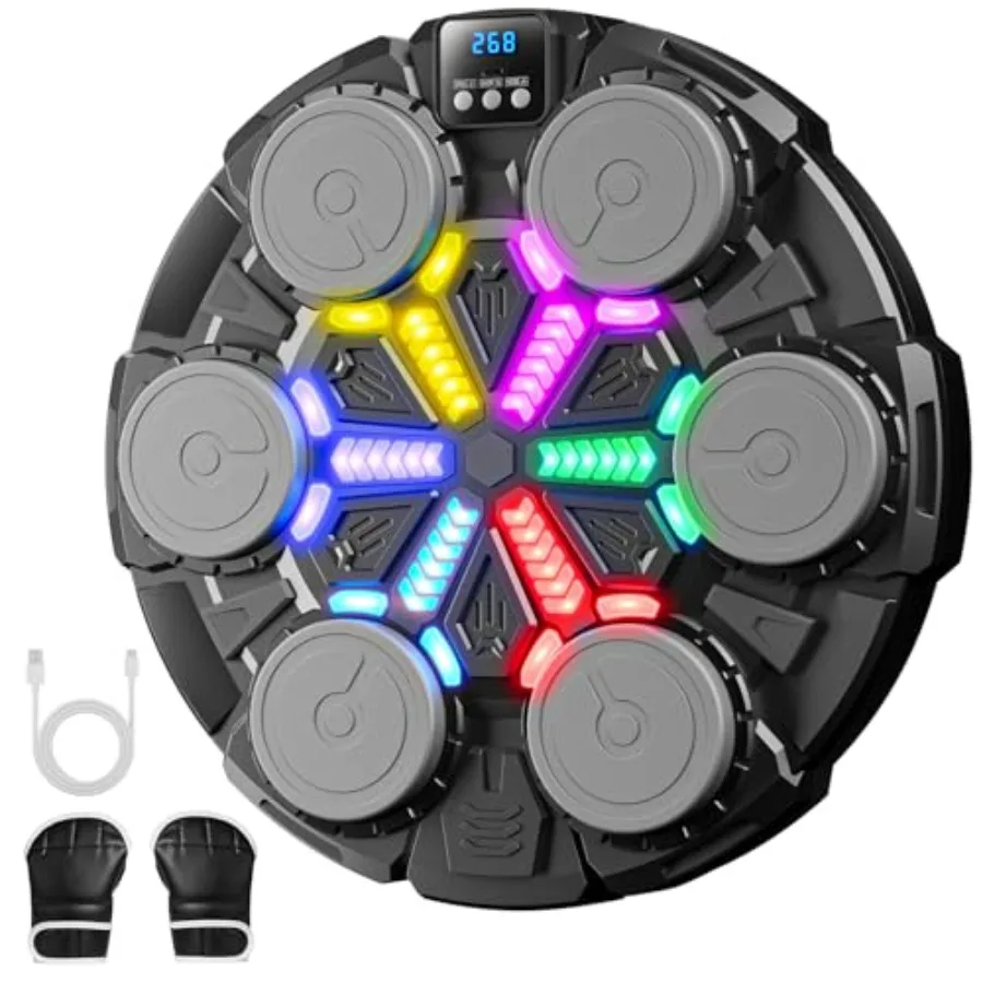 

Upgraded Music Punching Machine for and Adults Wall Boxing Punching Pad with Bluetooth Rhythm Lights 3 Speed Modes Home Fitness