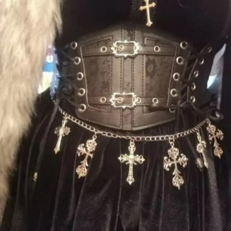 Portachiavi a catena a strati incrociati in metallo punk retrò per uomo Donna Portachiavi in vita Portafoglio Jeans Pantaloni hip-hop Cintura Accessori per gioielli