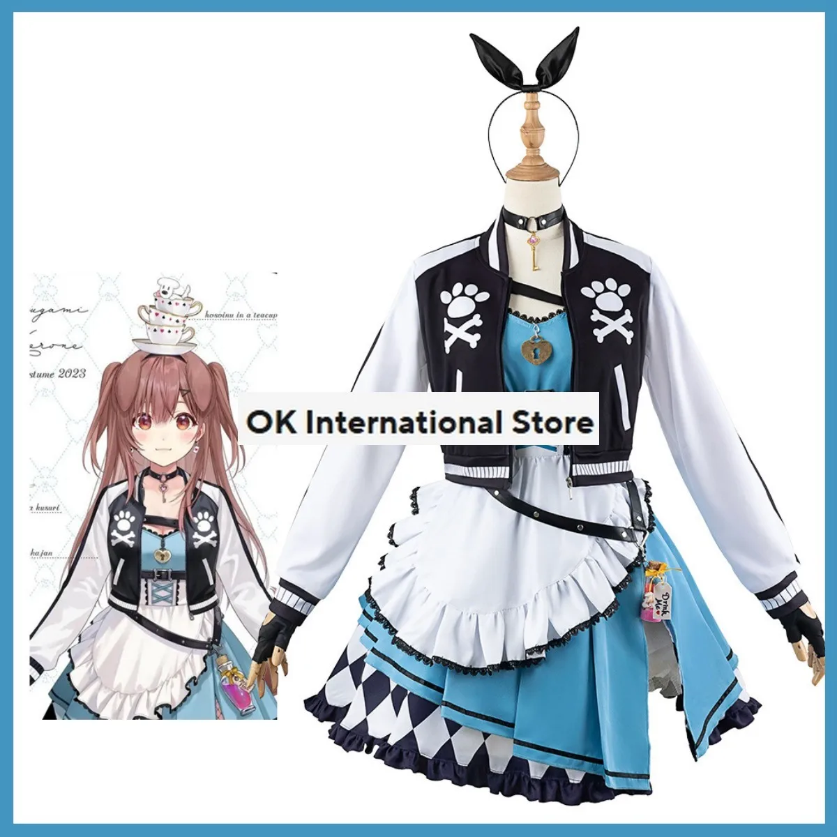 Anime Virtual YouTuber Hololive Inugami Korone Cosplay Costume Wig Baseball Coat Maid Attire Dress Woman Sexy Carnival Suit