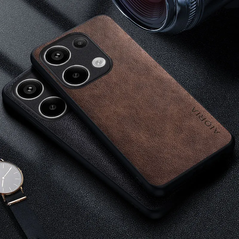 Premium-Luxus-Leder-Handyhülle für Xiaomi Poco M6 M8 M7 M5S M4 M3 Pro 5G 4G Retro Business-Stil Einfarbige Schutzhülle Funda Capa
