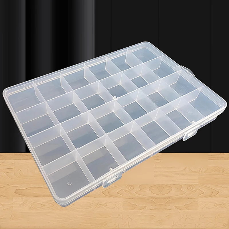 24Grids Plastic Storage Jewelry Box Compartment Adjustable Container Beads Earring Box Jewelry Rectangle Box Case