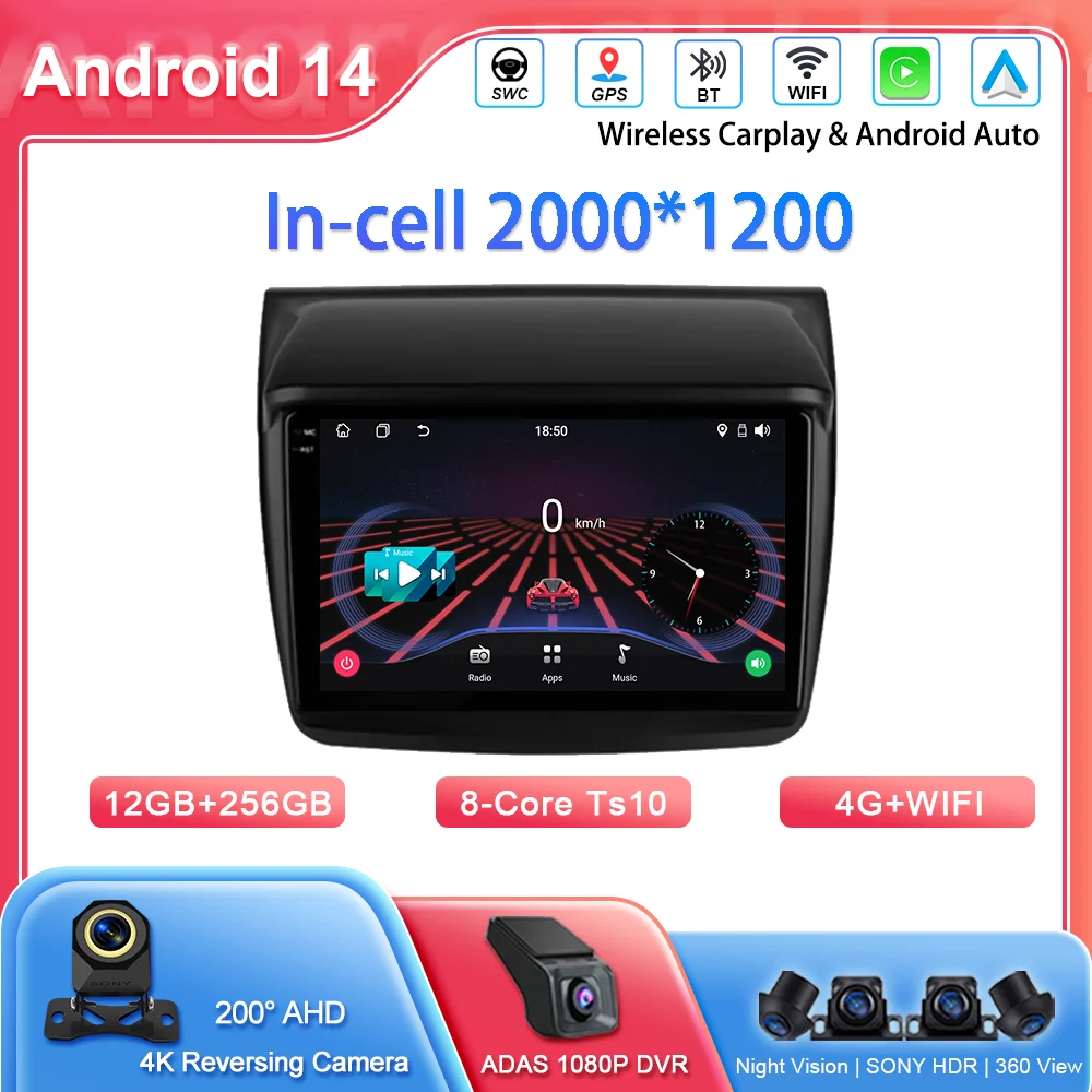 

Автомобильный радиоприемник Android 14 для Mitsubishi Pajero Sport 2 2008-2016 L200 4 2006-2015 Triton 2006-2014 Автоплеер Мультимедиа GPS