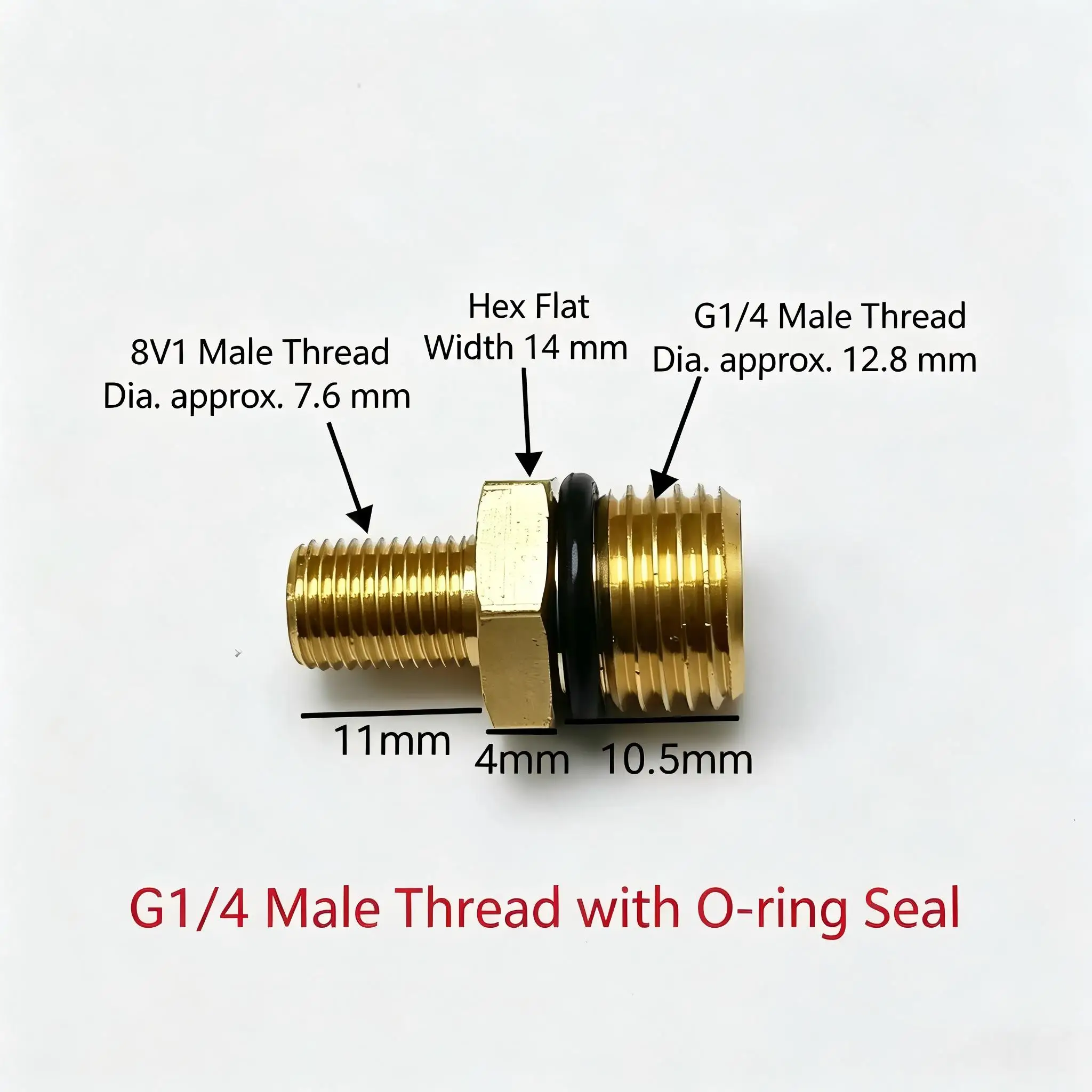 Portable air pump adapter, 8V1-G1/4" copper adapter, can be used to connect portable air pump with tire inflation head