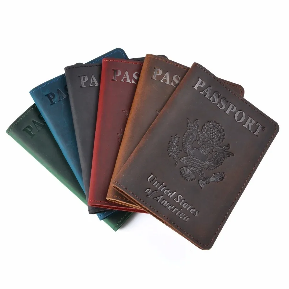 Moterm Genuine Leather Passport Cover for United States of America Solid Credit Card Holder Business Passport Case Travel Wallet