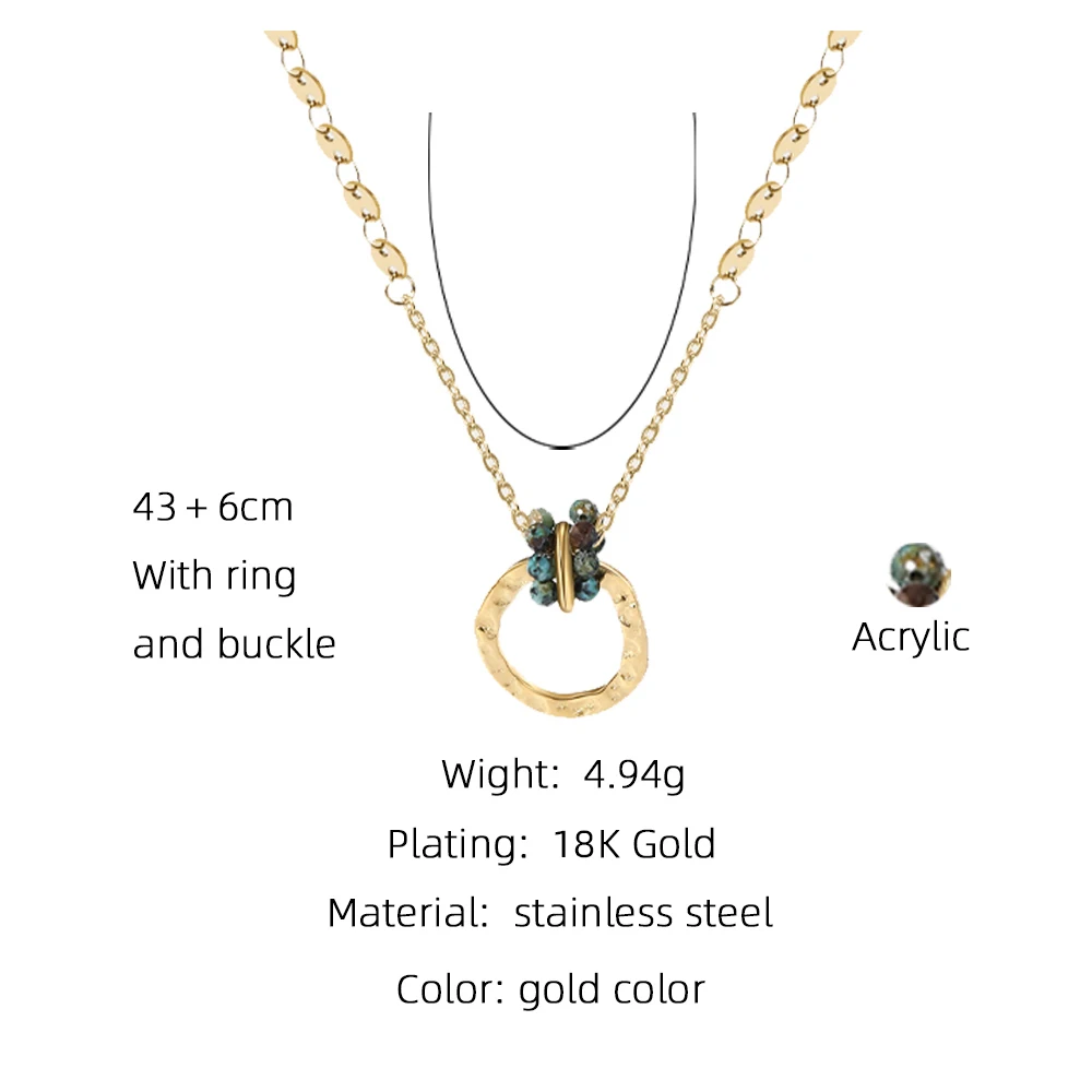 YA-CHAN Stainless Steel Chains Necklaces for Women African turquoise Natural Stone Pendant 18K Gold PVD Plated Jewelry Gift