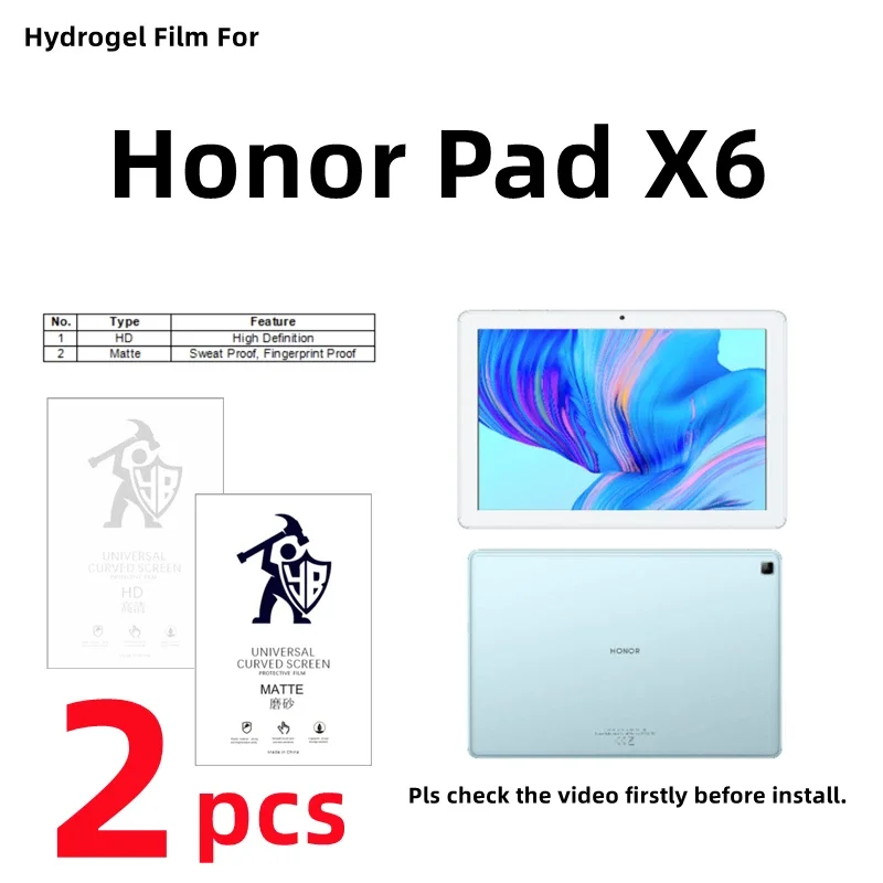 

2pcs HD Hydrogel Film For Honor Pad X6 Matte Screen Protector For Honor Pad X6 Clear/Frosted Full Cover Protective Film