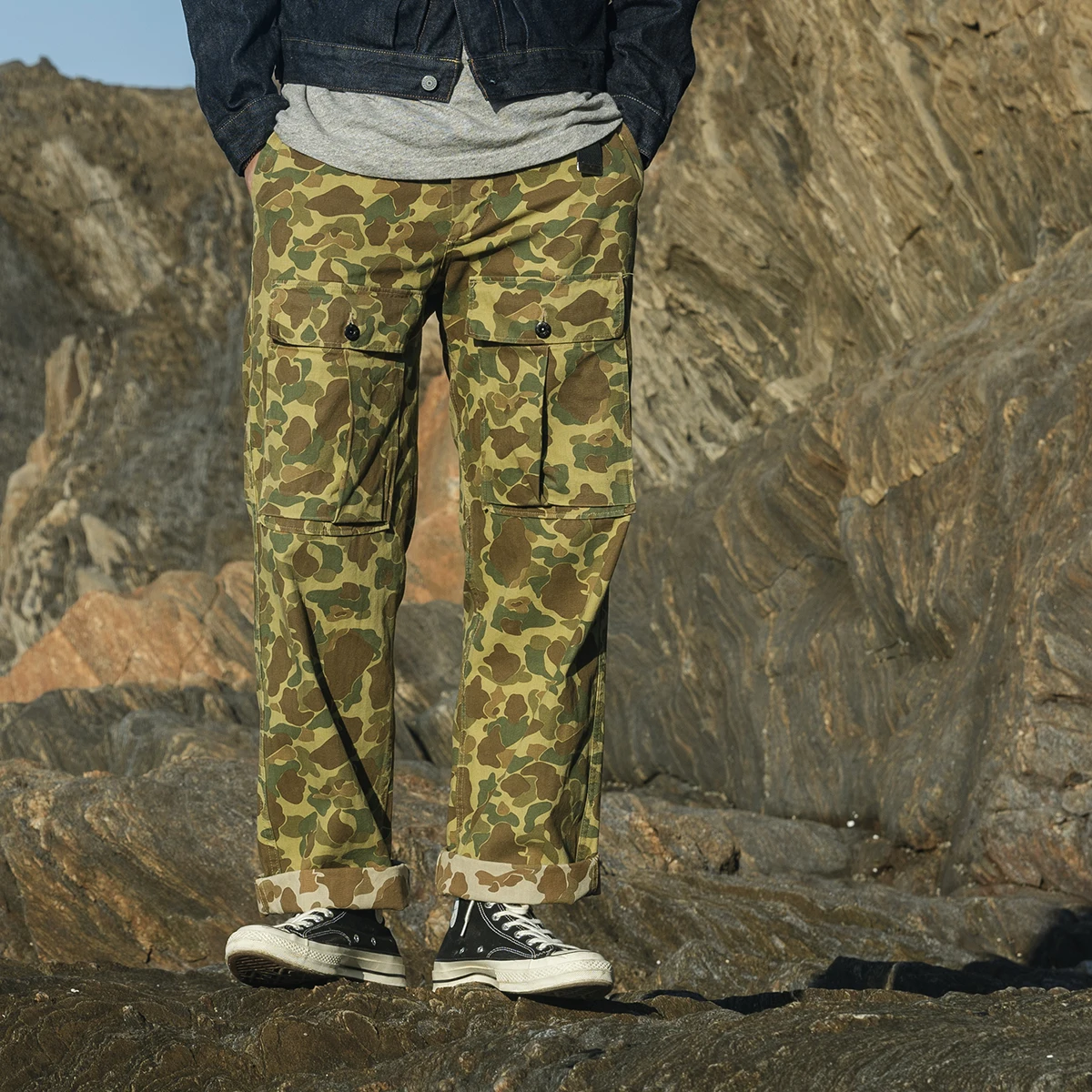 

Red Bronson M43 Modified Camouflage Du Hunting Long Pants F Skin Pattern Multi-ket Casual Trousers for Youth